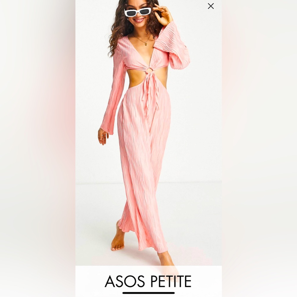 ASOS Pink Cutout Jumpsuit in Coral. Size 8 in Petite.